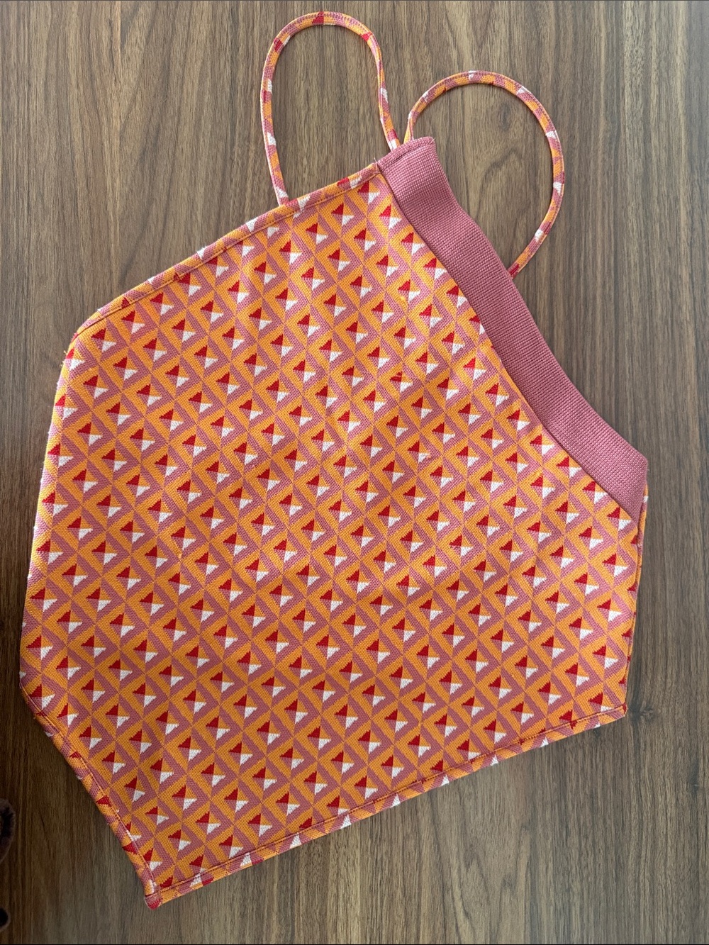 Zara Geometric Halter top in Pink and Orange